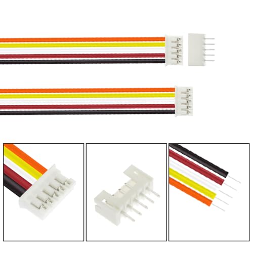 80Pcs Jst 2.0 Ph 5 Pin Connector Plug, Include 40pcs Mini 5 Pin Jst Ph2.0 Connector Plug Female with 150mm Cable Wire & 40pcs Male Micro Jst Ph2.0mm 5 Pin Connector Plug - size: Jst-2.0-Ph-5Pin-40pcs