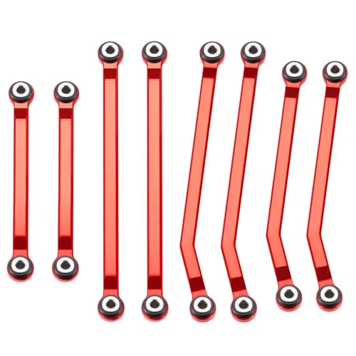 8Pcs High Clearance Chassis Linkage Kit for 1/18 Redcat Ascent | Aluminum Steering Link Set,RC Upgrade Parts - style: Red