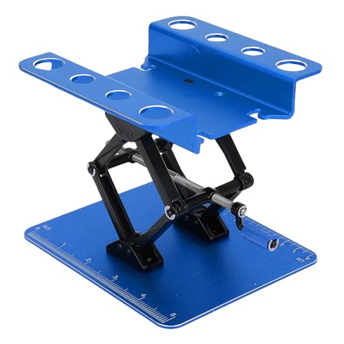 CHICIRIS RC Car Repair Work Stand, Manual Lift Workstation with Anti Slip Pad for 1/8 1/10 /12/16 RC Car, 2.36-5.51 inch Height Adjustment (Black Blue) - color: Black Blue