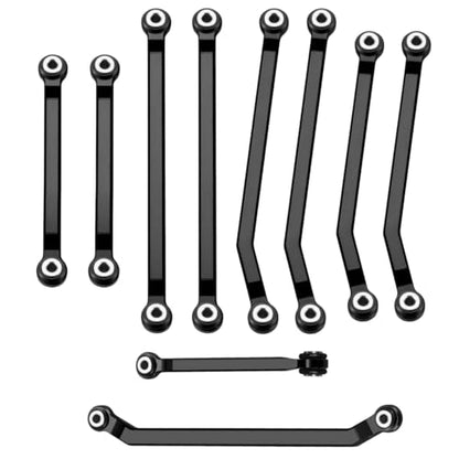 Ascent-18 High Clearance Body Chassis Links - CNC Aluminum Linkage with Steering Link Set for 1/18 RC Crawler Redcat Ascent-18 Upgrades Parts (Black) - color: Black