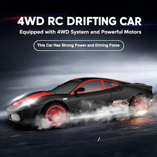 Remote Control Car RC Drift Car 2.4GHz 1:24 Scale 4WD 15KM/H High Speed Model Vehicle with LED Lights Drifting Tire Racing Sport Toy Car for Adults Boys Girls Kids Gift 2Pcs - color: G-black