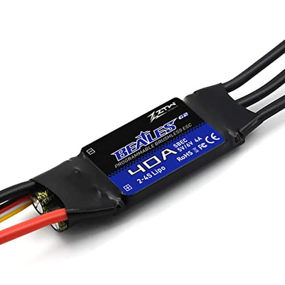 ZTW Beatles G2 40A ESC 2-4S Built-in Switching BEC 5V/6V 4A Brushless Speed Control for RC Airplane Aircraft Fixed-Wing - size: 40A