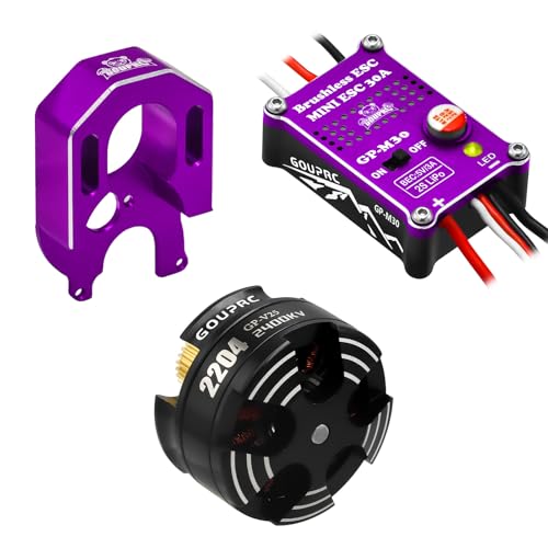 GOUPRC 2204 2400KV Brushless Outrunner Motor with Mount & 30A Brushless ESC Combo Kit for SCX24 Axial 1/24 Remote Control Crawler Truck Car Purple - color: Purple With Motor Mount