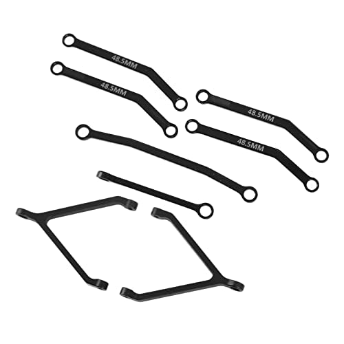 RC Metal Chassis Pull Rods Steering Rods Suspension Links Set, Aluminum Alloy Upgrade Parts for FMS FCX24 1/24 RC Crawler Car with High Strength Lightweight Design (Black) - color: Black