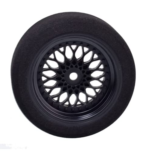 4Pcs 1/10 On-Road Foam Tires& 2080-3mm Wheel Rims 12mm Hex for HSP HPI RC Racing Car Toy, Black - style: 1/10 Foam
