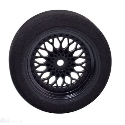 4Pcs 1/10 On-Road Foam Tires& 2080-3mm Wheel Rims 12mm Hex for HSP HPI RC Racing Car Toy, Black - style: 1/10 Foam