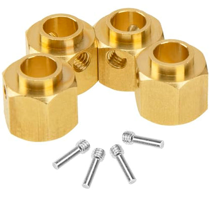 4Pcs Vgoohobby Brass 12mm Hex Hubs Adapter Extension Combiner Counterweight Compatible with Traxxas TRX-4 RC4WD D90 Redcat Gen7 RC 1/10 Crawler Car (9mm Thickness) - size: 9mm Thickness