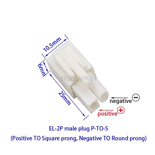 9.6V 250mA US Charger EL2P Male Plug Positive to Square for NiMH NiCD RC Car Battery