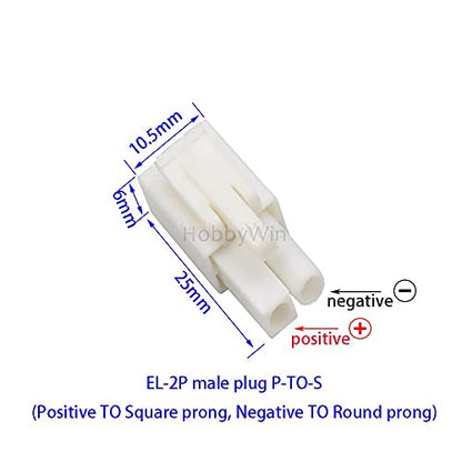 9.6V 250mA US Charger EL2P Male Plug Positive to Square for NiMH NiCD RC Car Battery