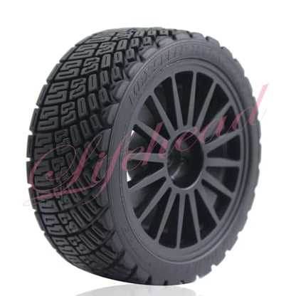 Lifehead 67mm RC On-Road Rally Car Tires and Wheels for 1/10 RC On-Road Touring Drift Car HSP Tamiya XV01 TT01 TT02B HPI Kyosho FAZER MK2 /12mm Hex - color: Black B