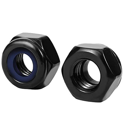 M12 Metric Black Nylon Insert Hex Lock Nuts Locknuts, Stainless Steel 18-8 (304), Black Finish, 10 PCS - color: Black, size: M12-1.75