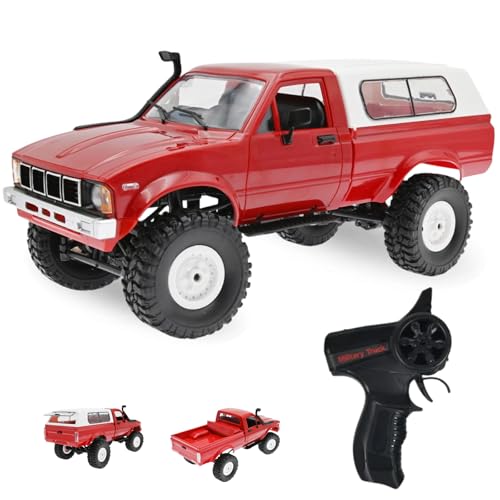 RC Rock Crawler RC Trucks 4x4 Pickup 1:16 Remote Control Car 2.4G Off-Road RC Crawler Semi Truck and Trailer All Terrain RTR Racing Vehicles Pickup with 2 Batteries (WPL C24)