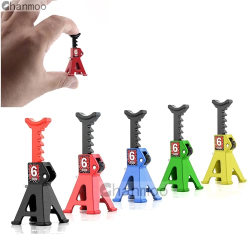 1/24 RC Toy Jack Stands, Green, 4 PCS | 1/18 Simulation, 6 Ton Metal Adjustable Mini Jacks, For 1:18 1:24 Scale Crawler Car - color: Green
