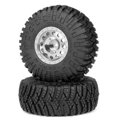 4Pcs 1.3" Beadlock Metal Wheels Rims Hub & Rubber Tires 70mm Set，#B | For 1/24 Axial SCX24, For 1/18 Tra-xxas TRX4-M, RC Crawler Car, Upgrades - color: #B