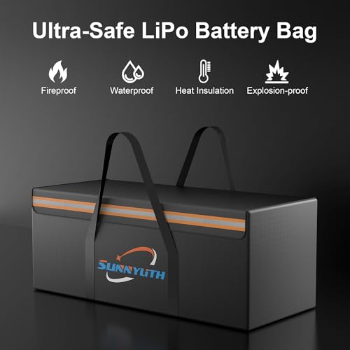 12V 200Ah LiFePO4 Lithium Battery Fireproof Safe Bag, Large Capacity Explosion-proof Lipo Battery Bag for Charging and Storage, Waterproof Box for Documents and Valuables - 22×9×9.5in - size: 22×9×9.5 in