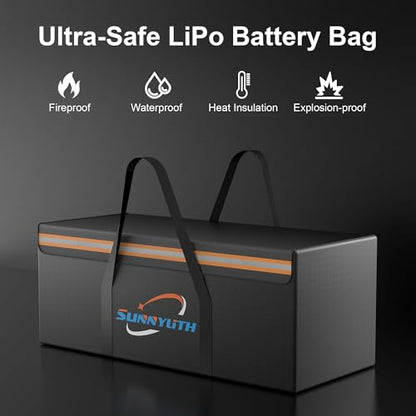 12V 200Ah LiFePO4 Lithium Battery Fireproof Safe Bag, Large Capacity Explosion-proof Lipo Battery Bag for Charging and Storage, Waterproof Box for Documents and Valuables - 22×9×9.5in - size: 22×9×9.5 in