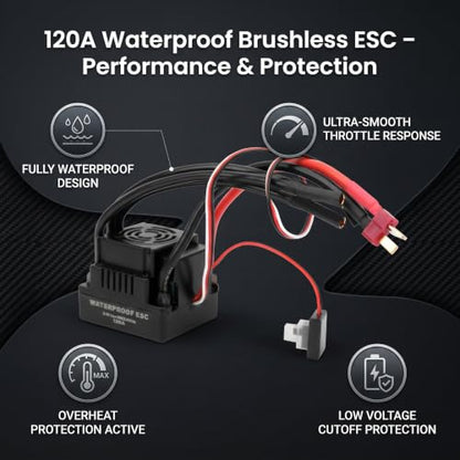 Estink Brushless ESC 120A High Torque Electronic Speed Controller Compatible with RC Car Brushless Motors