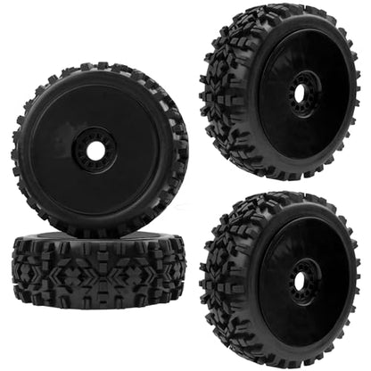 ShareGoo RC Hobby OD 4.72" 1/8 Scale RC Buggy Wheels & Rubber Tires 17mm Hex Rims Compatible with Arrma Typhon 3S 6S Kyosho Losi 8IGHT Traxxas Redcat HSP HPI 1/8 Scale Off Road Car Buggy (Black) - color: Black