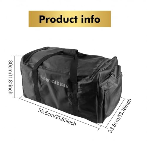 RC Car Bag with Bottom Partition & Fixing Straps, RC Car Carrying Case for 1/8 1/10 RC Crawler Truck, RC Car Storage with Shoulder Strap, for Traxxas TRX4 Axial SCX10 Tamiya CC01 Arrma Mojave - color: Black-2
