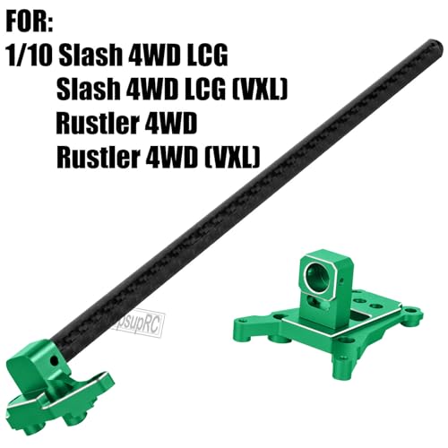 RC Carbon Fibre& Aluminum #6730 Chassis Brace Kit Upgrades Part for 1/10 Slash 4X4 LGG (VXL),Rustler 4WD (VXL) Heavy Duty Chassis Brace Hops Up.Green - color: Green( for 1/10)