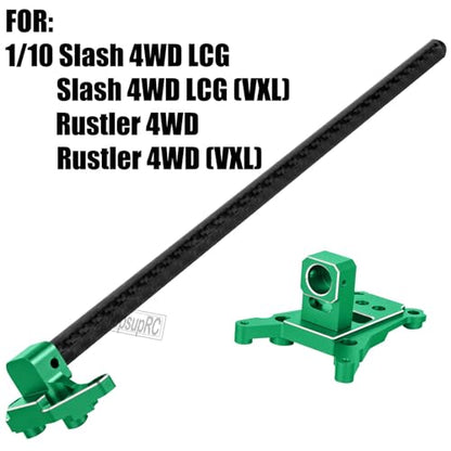 RC Carbon Fibre& Aluminum #6730 Chassis Brace Kit Upgrades Part for 1/10 Slash 4X4 LGG (VXL),Rustler 4WD (VXL) Heavy Duty Chassis Brace Hops Up.Green - color: Green( for 1/10)