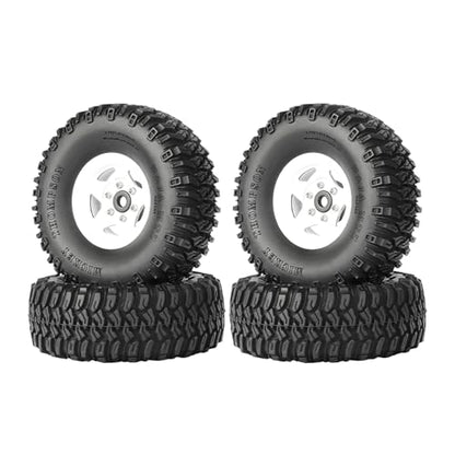4PCS 1.55 Inch Aluminum Alloy 5Spoke Beadlock Wheel Rim Tyre and 95mm Rubber Tires Set for 1/10 RC Rock Crawler Car Upgrade Parts for Tamiya Axial AX90069 D90 TF2 CC01 LC70(A-White) - color: A-white