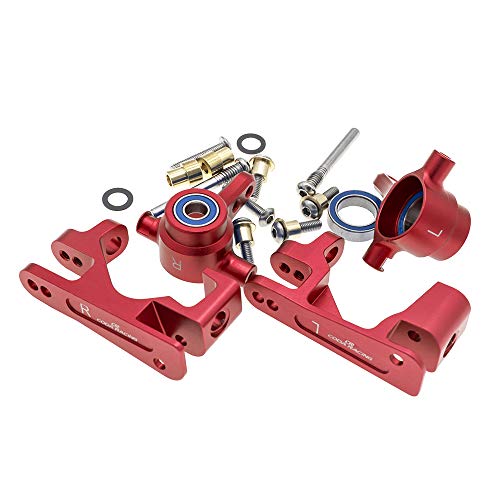 RC Alloy Caster Block&Steering Blocks for Traxxas 1/10 4X4 Slash, Stampede, Rustler 4WD -Replaces Part 6837 6832 - color: Red