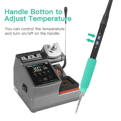 A9PRO Soldering Station 120W Handle Control Temperature 212°F-842°F Solder Station Soldering Iron with C210 Handle and 3 Soldering Tips