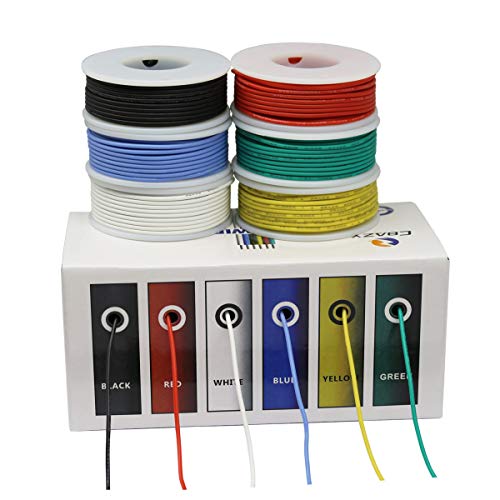 22 Gauge Flexible Silicone Wire Hook up (Stranded Wire Kit) Electric Wire 6 Colors 19.6 feet Each 22 AWG - size: 22AWG