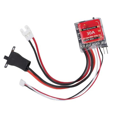 Mini RC Brushed ESC 30A, Wireless Motor Speed Controller with Brake for 2S Lipo Ni - MH Battery, Compatible with N20 N130 N180 Motors, Fit 1/18 1/24 1/32 Scale RC Cars