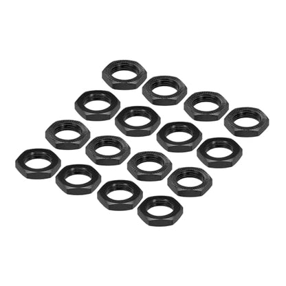 MECCANIXITY Aluminum 17mm RC Wheel Nut Thread M12x1.0mm Hex Wheel Nuts for 1/8 RC Model Car Trucks Off Road Car Upgraded Parts Pack of 16 (Black) - color: Black