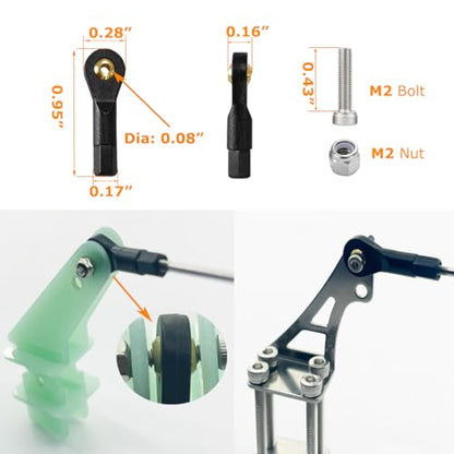 12Pcs M2 Lever Steering Linkage Tie Rod End Ball Head Joint Rod Ends for RC Airplane KT Model Plane Parts with Screw and Nut