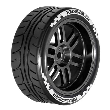 1/10 On Road Tires and Aluminum Wheels 12mm Hex RC Rally Racing Tyres OD 2.56" for Tamiya TT01 TT02 XV01 TA06 A959 PTG2 HPI KYOSHO PTG2 Traxxas 1:10 Street Touring Drift Car (Black) - color: Black