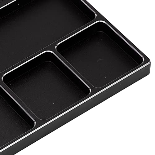 RC Magnetic Tray, 16x10x1.1cm Universal Aluminium Alloy Screw Tray RC Model Repair Tool Tray with Magnetic Pad for RC Trucks (Black) - color: Black
