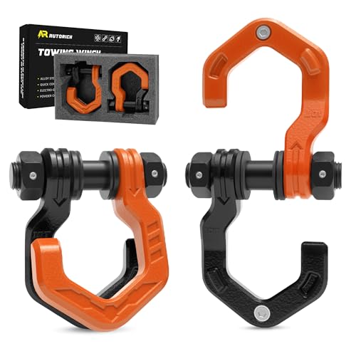 D Ring Shackles, 3/4" Separate Shackles with 7/8" Pin, Heavy Duty Recovery Shackle 57320lbs Break Strength, 4x4 Off-Road Recovery Towing Winch Shackles for Trucks, Black Orange 2-Pack - color: Black Orange