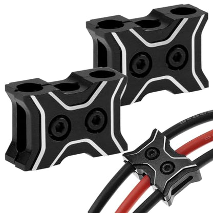 2Pcs Vgoohobby Universal Metal ESC Motor Cable Manager Wire Holder Fixed Clamps Buckle Compatible with 1/10 1/12 1/14 RC Crawler Car (Black)