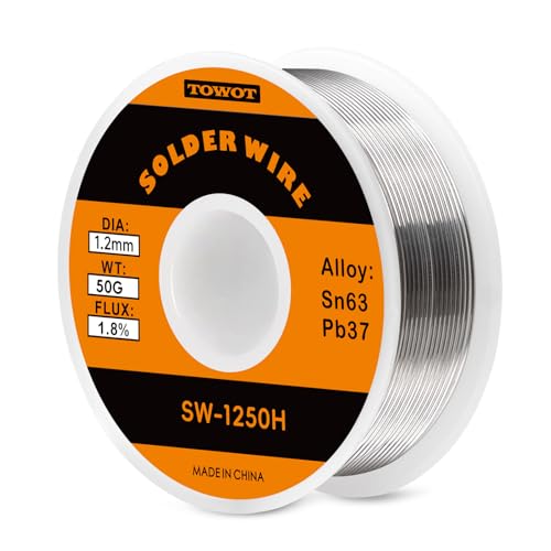TOWOT 63-37 High Purity Tin Lead Rosin Core Solder Wire for Electrical Soldering, Content 1.8% Solder flux (1.2mm, 50g) - style: High Purity 0.047Inch 0.11LB