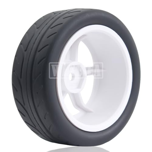 1/10 RC On-Road Tires 4PCS 5 Spoke 12mm Hex RC Wheels and Tires Compatible for 1/10 On-Road Touring Car Traxxas Tamiya tt01 tt02 HSP HPI Kyosho - color: White