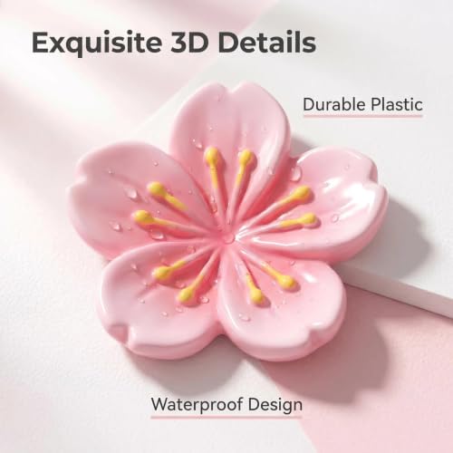 32 PCS Cherry Blossom Car Stickers, 3D Cute Cherry Blossom Car Decoration Sticker, Scratch-Proof Waterproof Car Stickers and Decals, Universal for Cars, Motorcycles, Offices Home Decor (Pink)