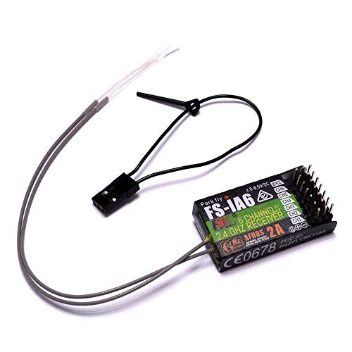 YoungRC Flysky FS-iA6 Receiver 2.4G 6CH Remote Control Receiver with Double Antenna Compatible FS-i4 i6 i10 GT2E GT2F GT2G Transmitter RC210 (FS-iA6 Receiver)