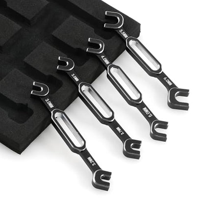 RC Car Wrench Remover Ball Breakers,4Pcs Wrench 3/3.2/3.5/3.7/4/5/5.5/6Mm Turnbuckle Nut Ball End Joint Remover Universal Tool for RC Car Drone Boat Ball Breakers (Black) - color: Black