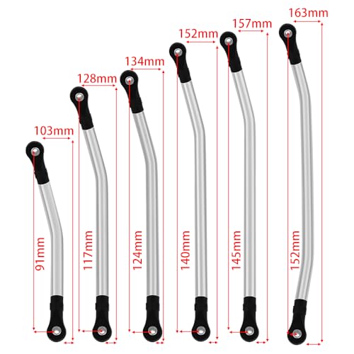 324mm Wheelbase Stainless Steel Rod Links Linkage Set with Steering Link for 1/10 Axial SCX10 & SCX10 II 90046 RC Crawler Car Upgrade,10PCS