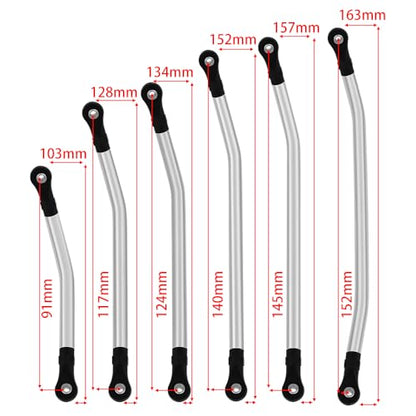 324mm Wheelbase Stainless Steel Rod Links Linkage Set with Steering Link for 1/10 Axial SCX10 & SCX10 II 90046 RC Crawler Car Upgrade,10PCS