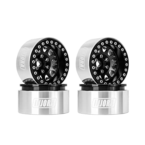 INJORA 1.9 Beadlock Wheel Offset -10.4mm for 1/10 RC Crawler (Black) - color: Black