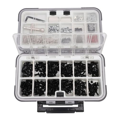 RC Screw Kit Fit for RC Cars Hardware Fasteners 537Pcs Stainless Steel M3 M4 Screws Hex Nuts for 1/8 1/10 /12/16 Scale Vehicles with Dual Sided Storage Box