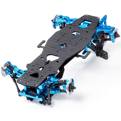 MORLORDY Aluminum & Carbon Fiber RC Chassis Frame Body Kit for 1/10 D5/ D5MINI+SR RC Drift Racing Car, with 4Pcs Wheels Tires Set & Shocks & Accessories (D5MINI+SR) - style: D5MINI+SR