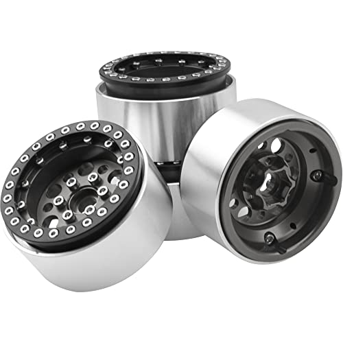 4Pack ShareGoo Aluminum Alloy 1.9" Beadlock Wheel Rims Hubs Compatible with Traxxas TRX4 Axial SCX10 RCAWD D90 D110 Tamiya CC01 1/10 RC Crawler Car (Titanium) - color: Titanium
