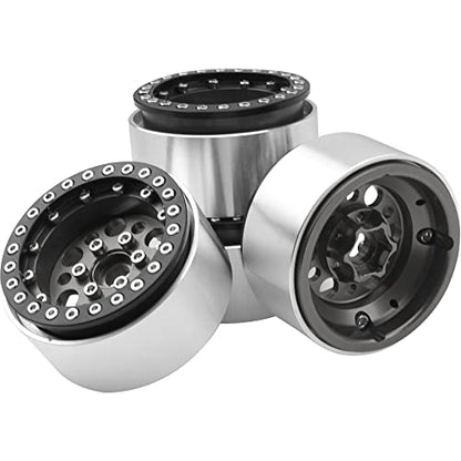 4Pack ShareGoo Aluminum Alloy 1.9" Beadlock Wheel Rims Hubs Compatible with Traxxas TRX4 Axial SCX10 RCAWD D90 D110 Tamiya CC01 1/10 RC Crawler Car (Titanium) - color: Titanium