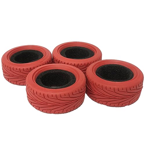 1/10 RC On-Road Car Tyres,WONFAST 4PCS 65mm Grain Drift Rubber RC Tire Replacement for 1/10 RC On Road Run-flating Racing Car for HSP Tamiya HPI (Red) - color: 65mm-Red