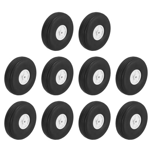 MECCANIXITY 10Pcs RC Airplane Wheels 2.5" OD Aircraft PU Rubber Tire Tail Airplanes Wheel Replacement for DIY Model Plane Helicopter Car - size: 2.5" OD